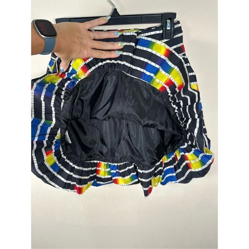 Kate Spade Saturday striped bubble skirt multi color funky fun bright sz 8